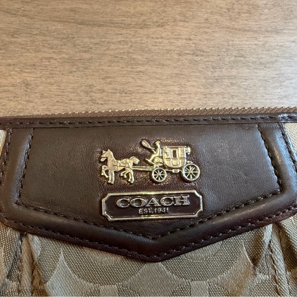 Coach Brown and Tan Signature Wallet - Picture 2 of 8